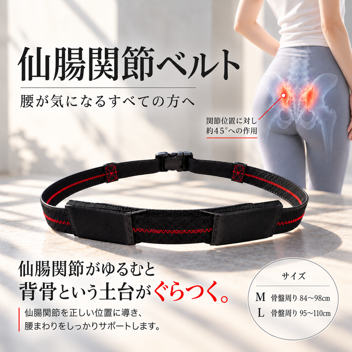 Mサイズ 仙腸関節ベルト 調整可能　未使用 仙腸関節ベルト｜仙骨まわりを締める骨盤ベルト – カワハラウォーキング